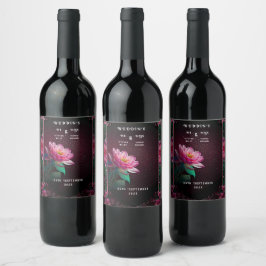 Floral Lotus Wedding Suite | Starry Night Romance Weinetikett