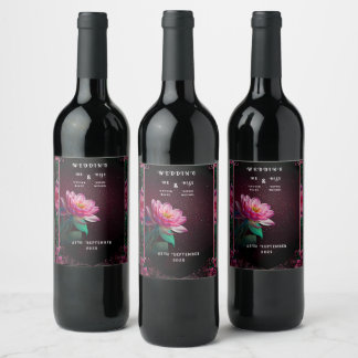 Floral Lotus Wedding Suite | Starry Night Romance Weinetikett