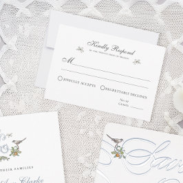 Floral Love Birds Response Card RSVP Karte