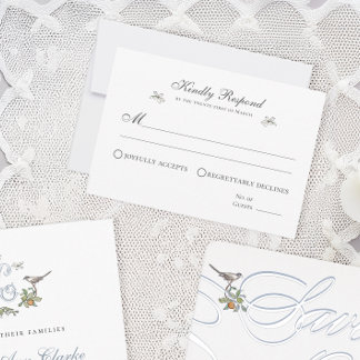 Floral Love Birds Response Card RSVP Karte