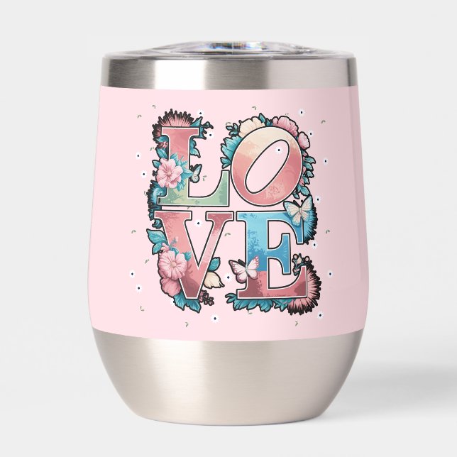 Floral LOVE Design avec Bouteille d'eau papillons (Avant)