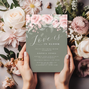 Floral Love ist in Bloom Blush Sage Bridal Dusche Einladung