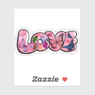 Floral Love Typography  Aufkleber