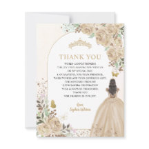Floral Lumière Or Princesse Quinceanera Merci