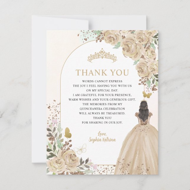 Floral Lumière Or Princesse Quinceanera Merci (Devant)