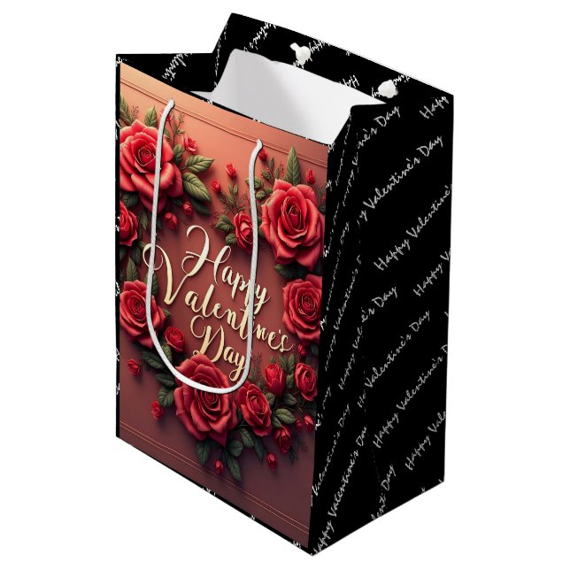 Floral Luxury Beautiful Love Modern Collection Mittlere Geschenktüte (Vorderseite Schrägansicht)