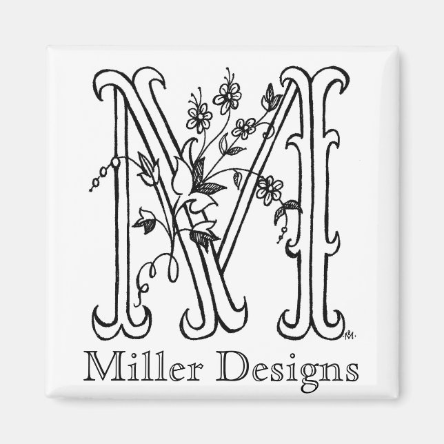Floral M : Miller Designs Magnet (Devant)