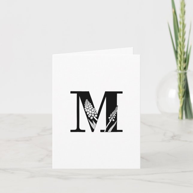 Floral m Monogramm auf weißer Note (Vorderseite)