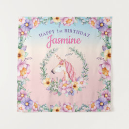 Floral Magical Unicorn Backdrop & Tapestry Wandteppich