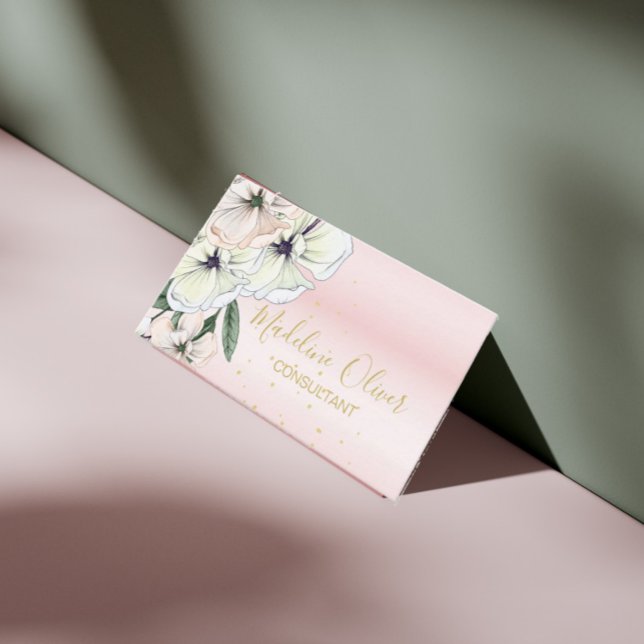Floral Magnolia Moderne stilvolle Gold Business Ca Visitenkarte (Von Creator hochgeladen)