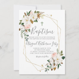 Floral Magnolia Taufe Einladung