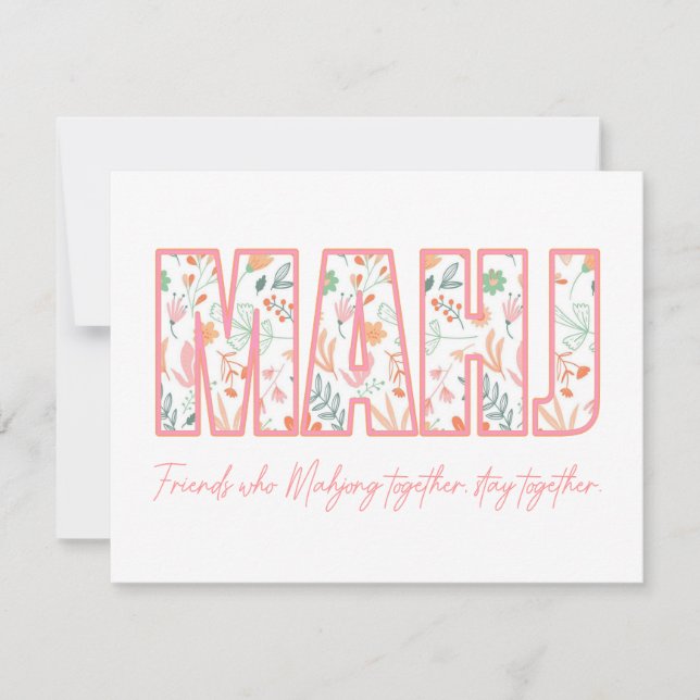Floral Mahjong Freundschaftskarte Mitteilungskarte (Vorderseite)