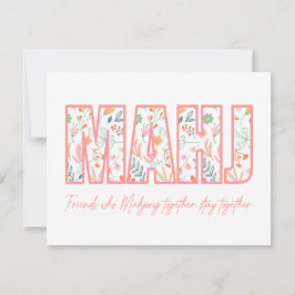 Floral Mahjong Freundschaftskarte Mitteilungskarte