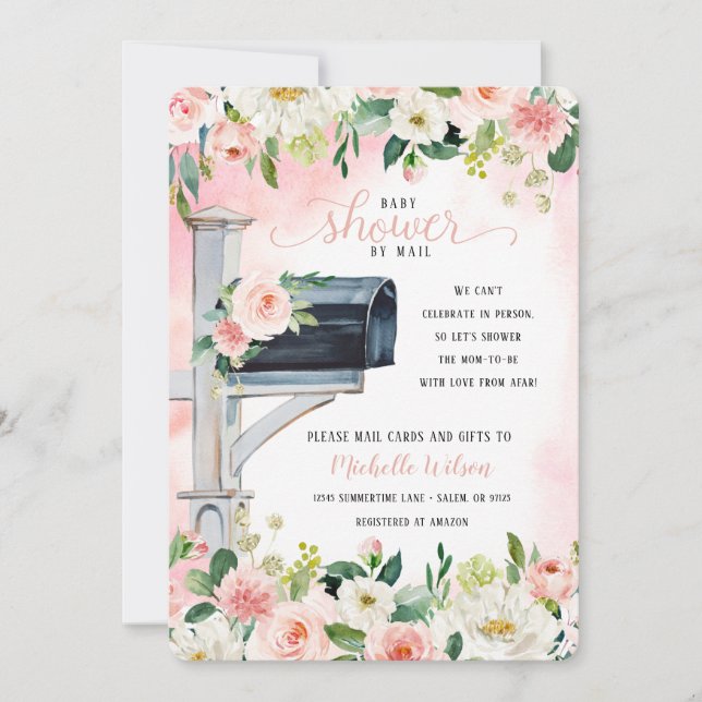 Floral Mailbox-Dusche per Post | Soziale Trennung Einladung (Vorderseite)
