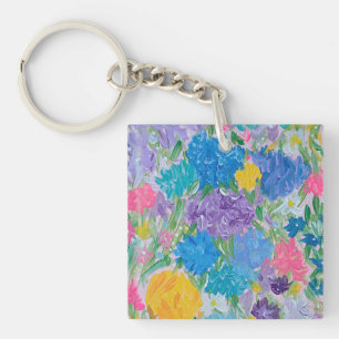 Floral Majesté Acrylique Carré Porte - clé