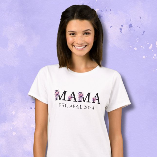 Floral Mama Junge Mutter Text Woman's T-Shirt (Von Creator hochgeladen)