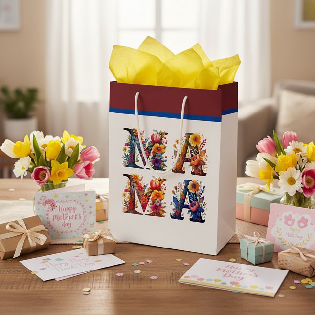 Floral MAMA Mittlere Geschenktüte (Von Creator hochgeladen)