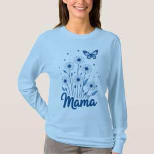 Floral Mama Script mit Blue Butterfly T-Shirt