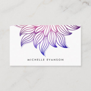 Floral Mandala Blau und Lila Wasserfarbe Boho Visitenkarte