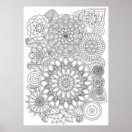 Floral Mandala Bouquet Erwachsene Farbgebung Poster