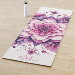 Floral Mandala Chic Elegant Zen Name Monogram Yogamatte