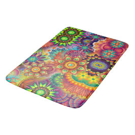Floral Mandala Collage Psychedelic Badematte
