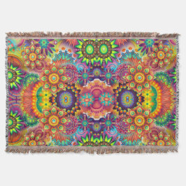 Floral Mandala Collage Psychedelic Decke