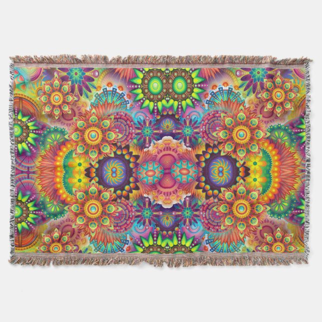 Floral Mandala Collage Psychedelic Decke (Vorderseite)