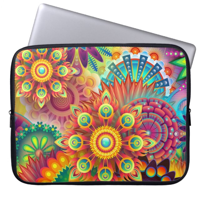 Floral Mandala Collage Psychedelic Muster Laptopschutzhülle (Vorderseite)