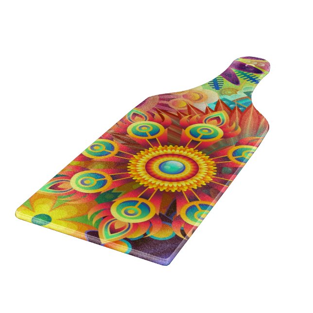 Floral Mandala Collage Psychedelic Schneidebrett (Ecke)
