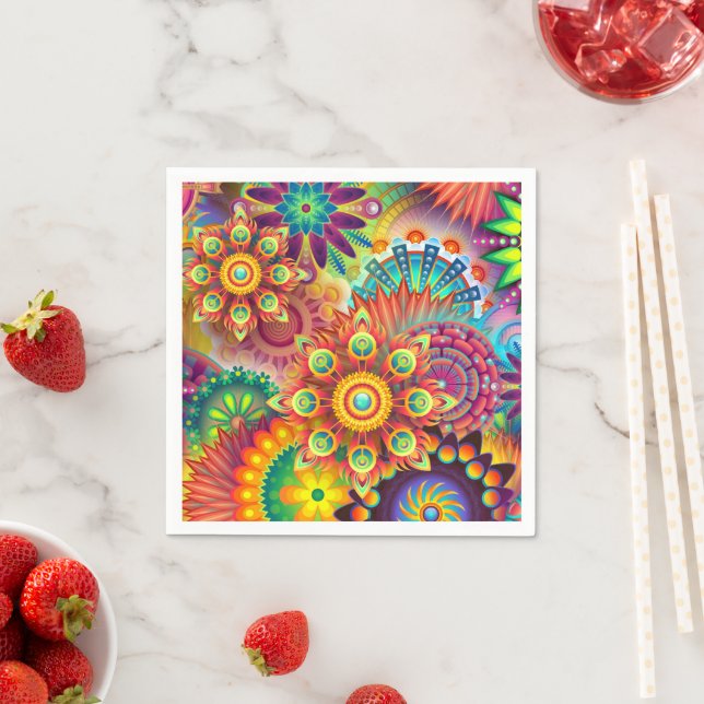 Floral Mandala Collage Psychedelic Serviette (Beispiel)