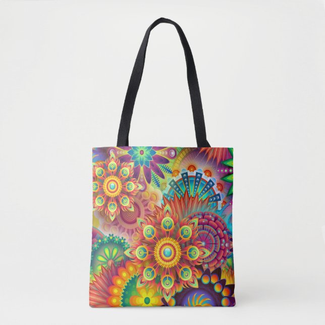 Floral Mandala Collage Psychedelic Tasche (Vorderseite)