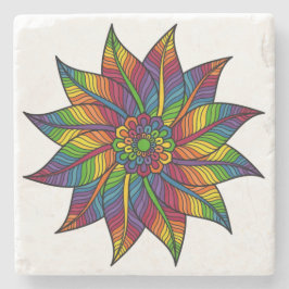Floral Mandala Design in kräftigen Herbstfarben Steinuntersetzer