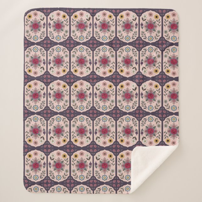 Floral Mandala Elegance Sherpadecke (Vorderseite)
