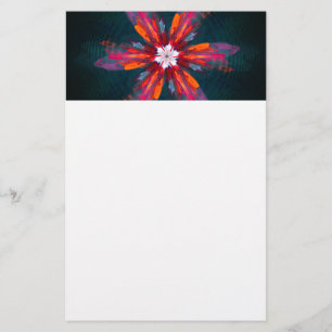 Floral Mandala Flowers Orange Red Blue Abstract Briefpapier