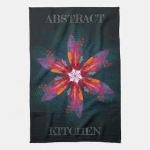 Floral Mandala Flowers Orange Red Blue Abstract Geschirrtuch