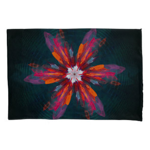 Floral Mandala Flowers Orange Red Blue Abstract Kissenbezug