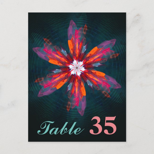 Floral Mandala Flowers Orange Red Blue Abstract Postkarte (Vorderseite)
