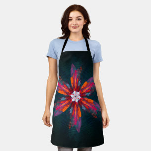 Floral Mandala Flowers Orange Red Blue Abstract Schürze