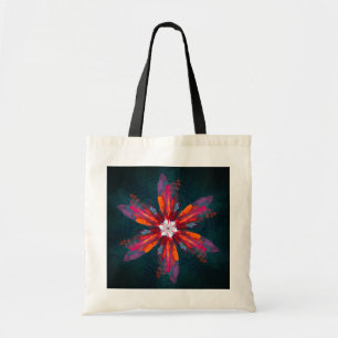 Floral Mandala Flowers Orange Red Blue Abstract Tragetasche