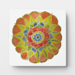 Floral Mandala Handgemalt 5,25 x 5,25 mit Easel Fotoplatte