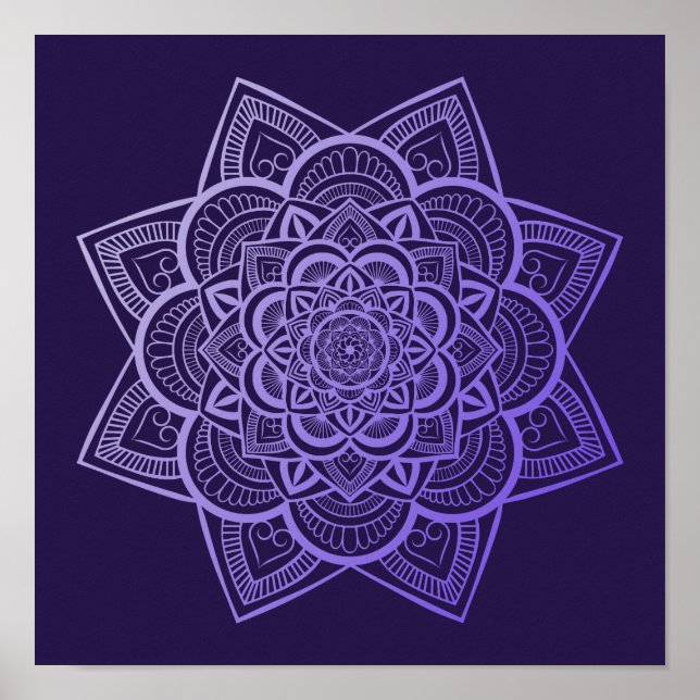 Floral Mandala Lavender Lila Kunsthandwerk Print Poster (Vorne)