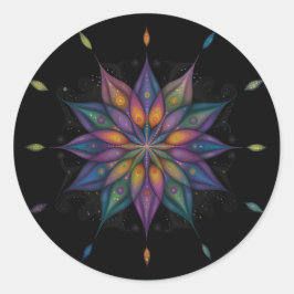 Floral Mandala - Lila Blue Black Runder Aufkleber