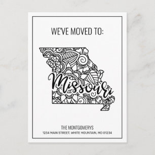 Floral Mandala Missouri Staat Moving Ankündigungspostkarte