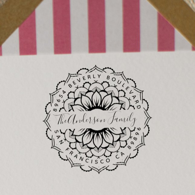 Floral Mandala Moderne Typografie Rücksendeadresse Permastempel (Von Creator hochgeladen)