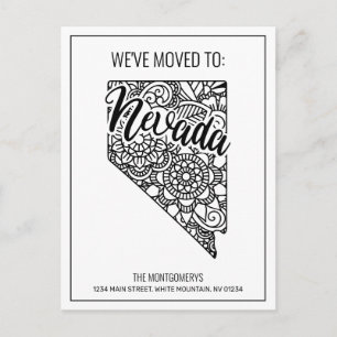Floral Mandala Nevada Staat Moving Ankündigungspostkarte