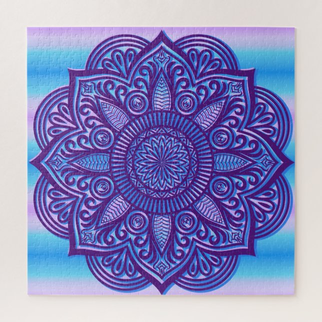 Floral Mandala Peace Colorado Lila Aqua Blue (Vertikal)