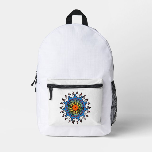 Floral Mandala Seamless Pattern: Sacred Bloom Bedruckter Rucksack (Vorderseite)