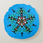Floral Mandala Seamless Turquoise Rundes Kissen<br><div class="desc">Add a splash of color to your home with this stunning turquoise floral mandala. Featuring a unique symmetric design with intricate details,  this vibrant pattern creates a refreshing and artistic atmosphere. The cool blue tones and detailed geometry make it an eye-catching addition to any modern interior.</div>
