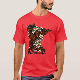 Floral Map USA Staaten Minnesota Karte von Minneso T-Shirt